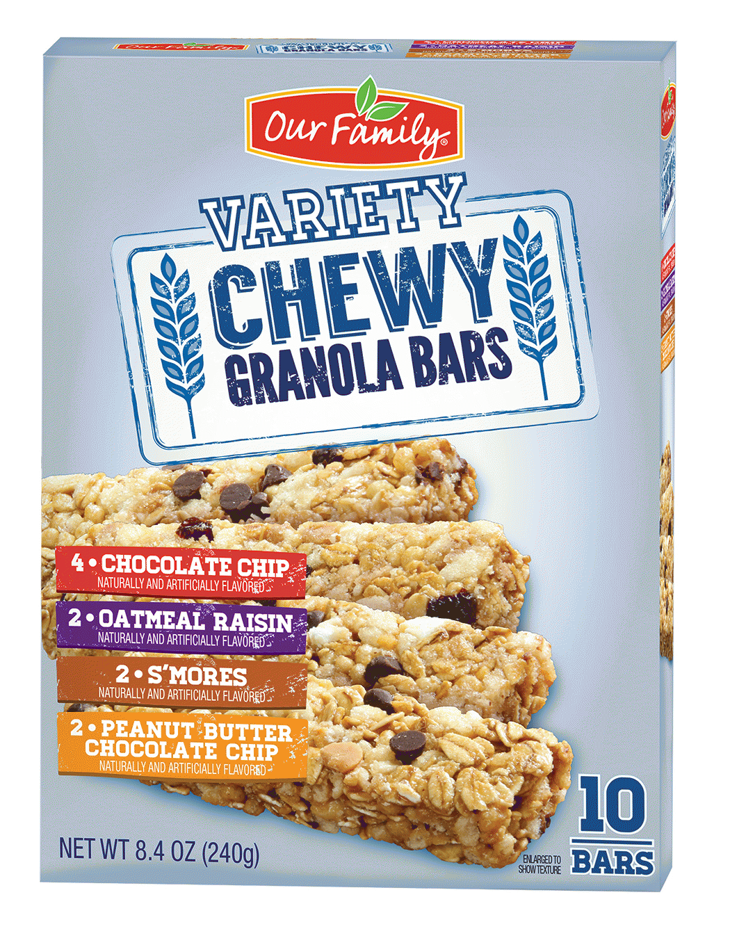 Our Family Variety chocolate chip, oatmeal raisin, s'mores, peanut butter granola bars, 10-count Full-Size Picture